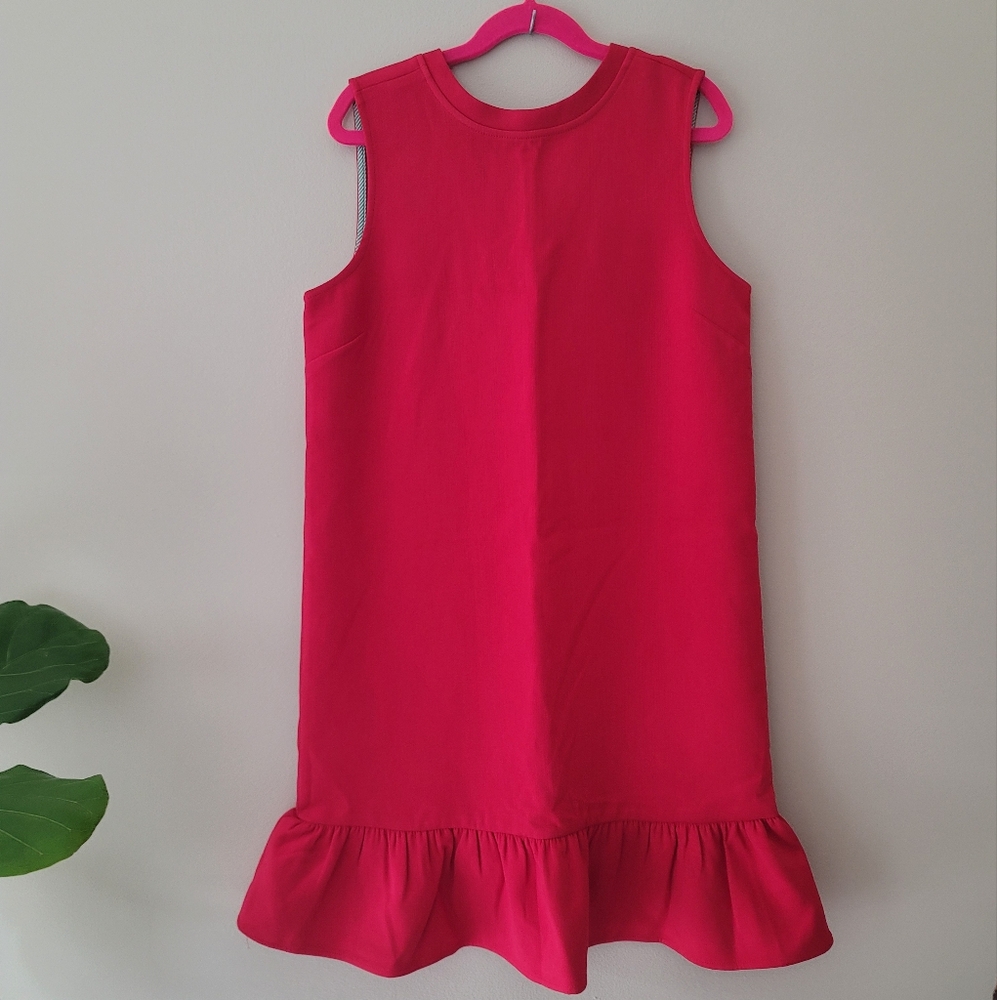 NWT Vineyard Vines Girls Dress Sleeveless Ruffle V Back Red Party Dressy L
